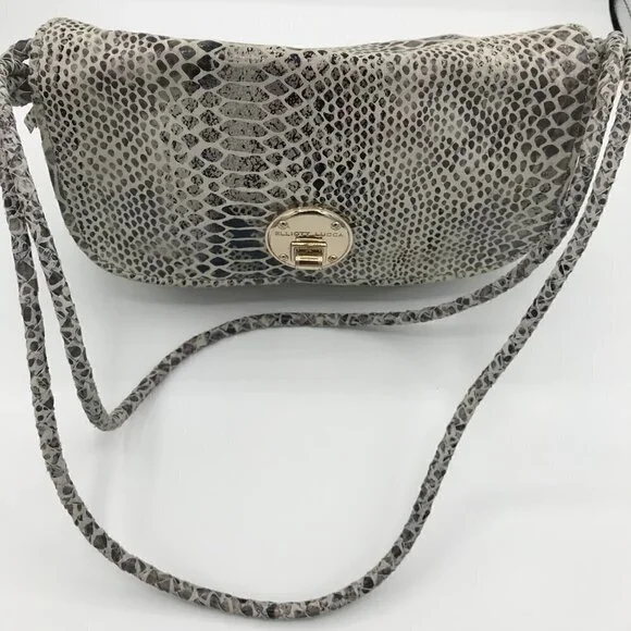 Elliott Lucca Gray Snakeskin Leather Style Pocket Double Handle Shoulder Bag - Picture 4 of 16